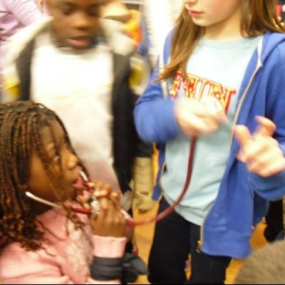 Class 4 L checking each other's heartbeats